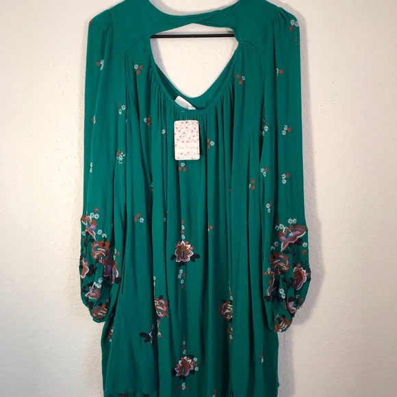 Free People NWT green combo Oxford Swing mini dres - Picture 8 of 8